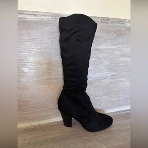 Forever 21 Black Over-the-Knee Block Heel Boots